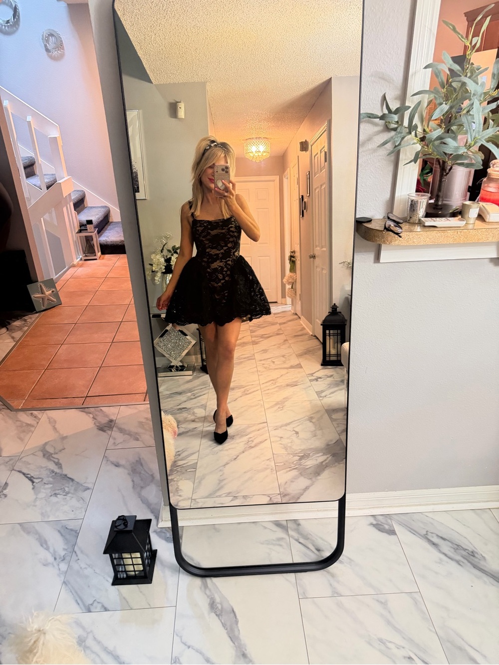 SHEIN Black Lace Fit-and-Flare Mini Dress